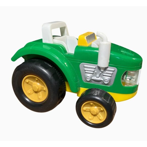 Green and Yellow Plastic Toy Tractor With Working Lights and Sound - Picture 3 of 10